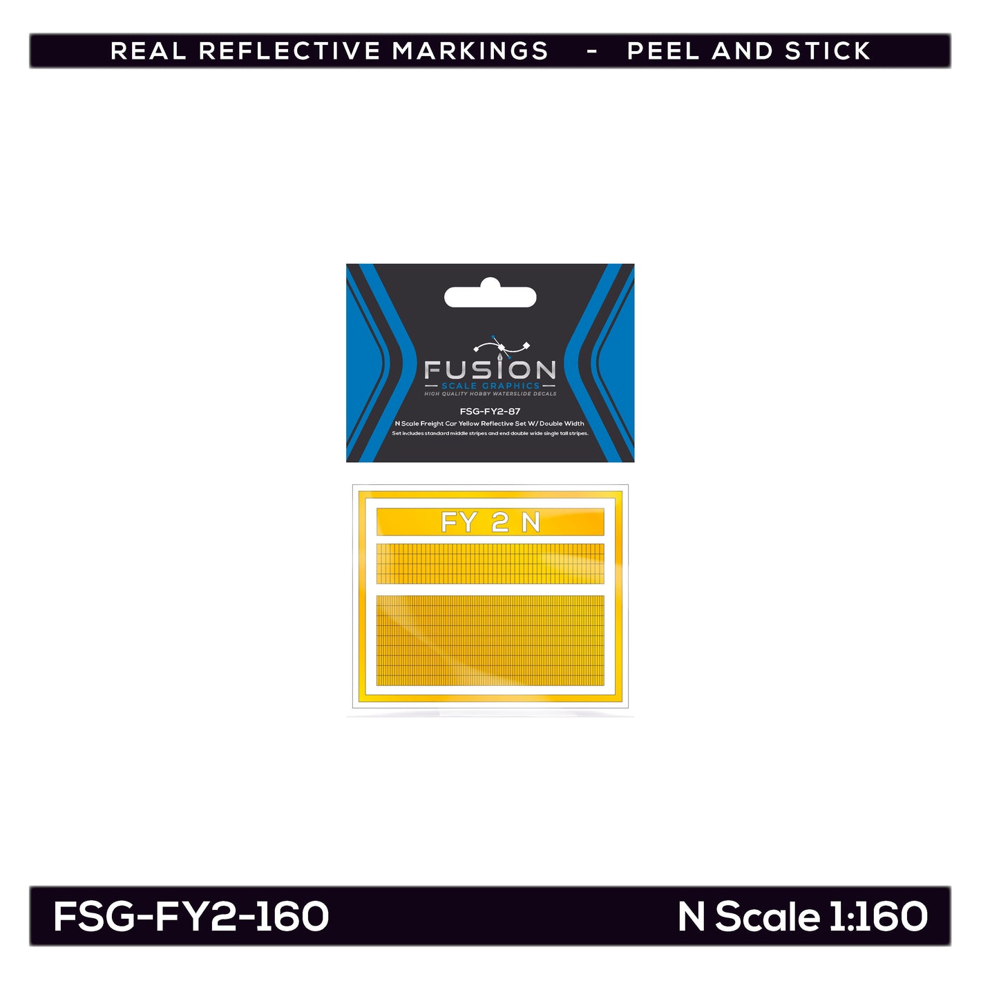N Scale Railroad Freight Car Yellow Reflective Markings Set W/ Double Width Stripes