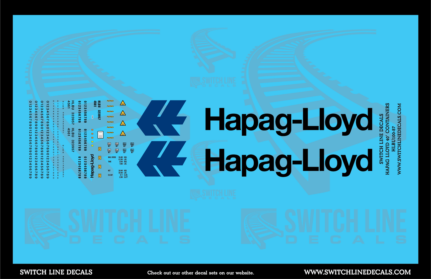 HO Scale Hapag Lloyd 40' Containers Decal Set