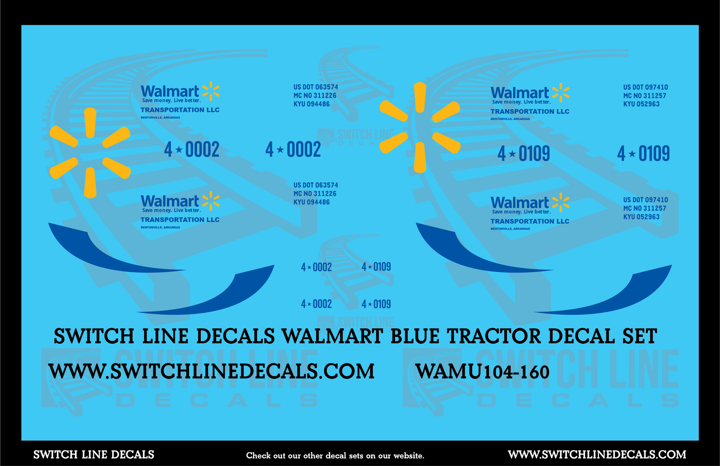 N Scale Walmart Blue Tractor Decal Set