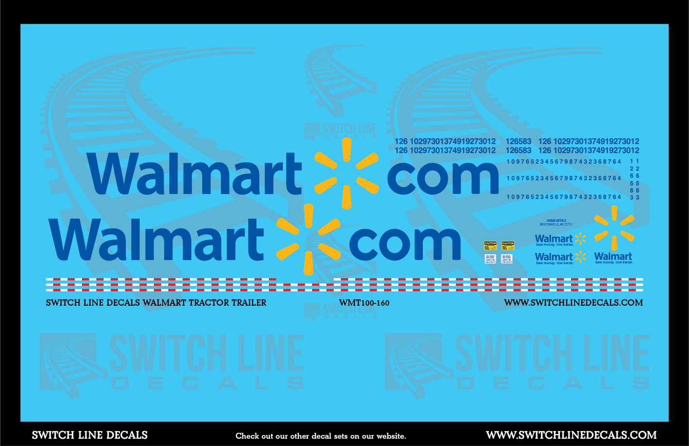 N Scale Walmart Tractor Trailer Decal Set