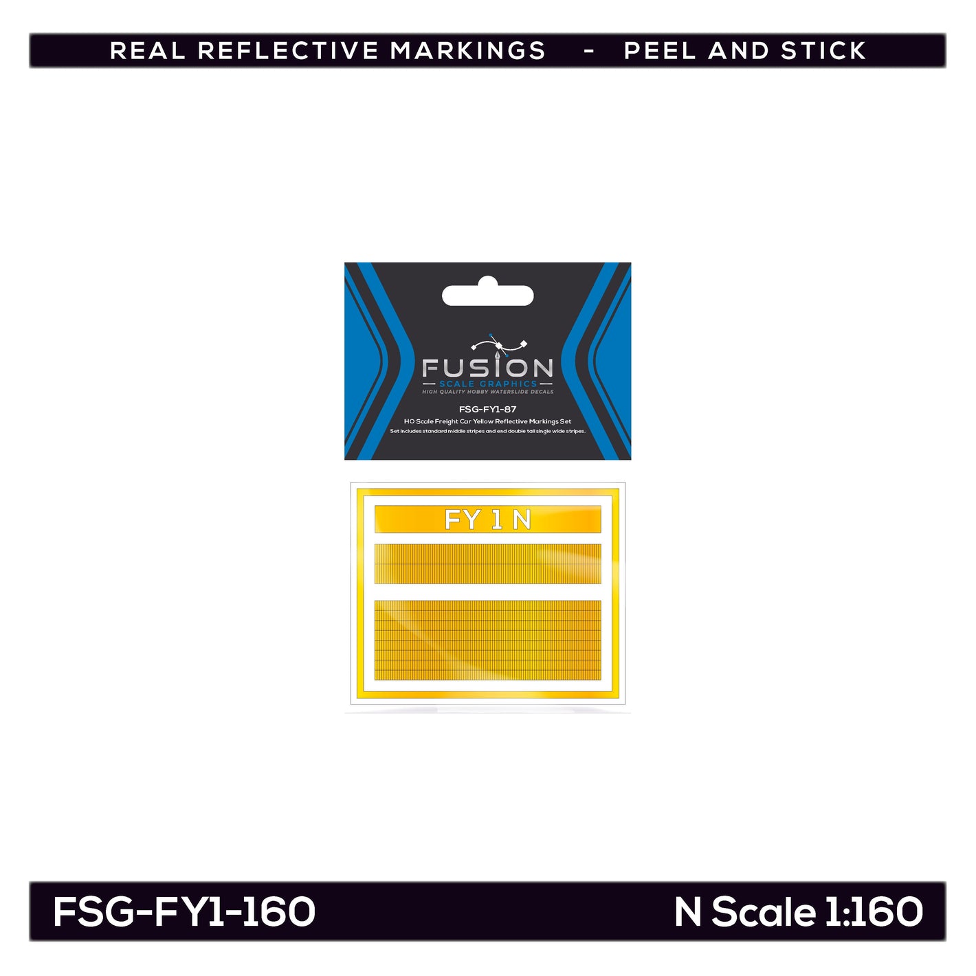 N Scale Railroad Freight Car Yellow Reflective Markings Set
