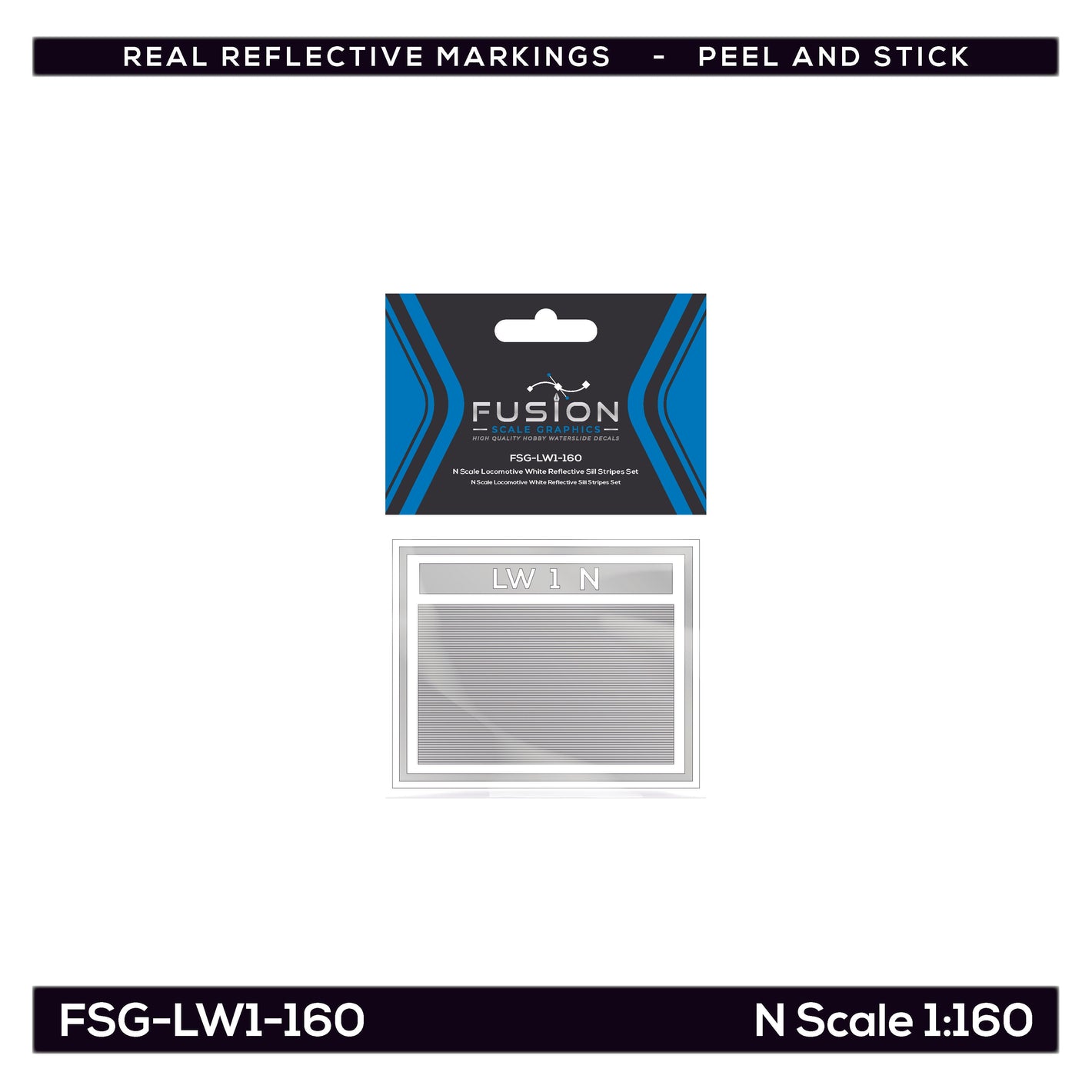 N Scale Railroad Locomotive White Reflective Sill Stripes Set | Fusion Scale Graphics