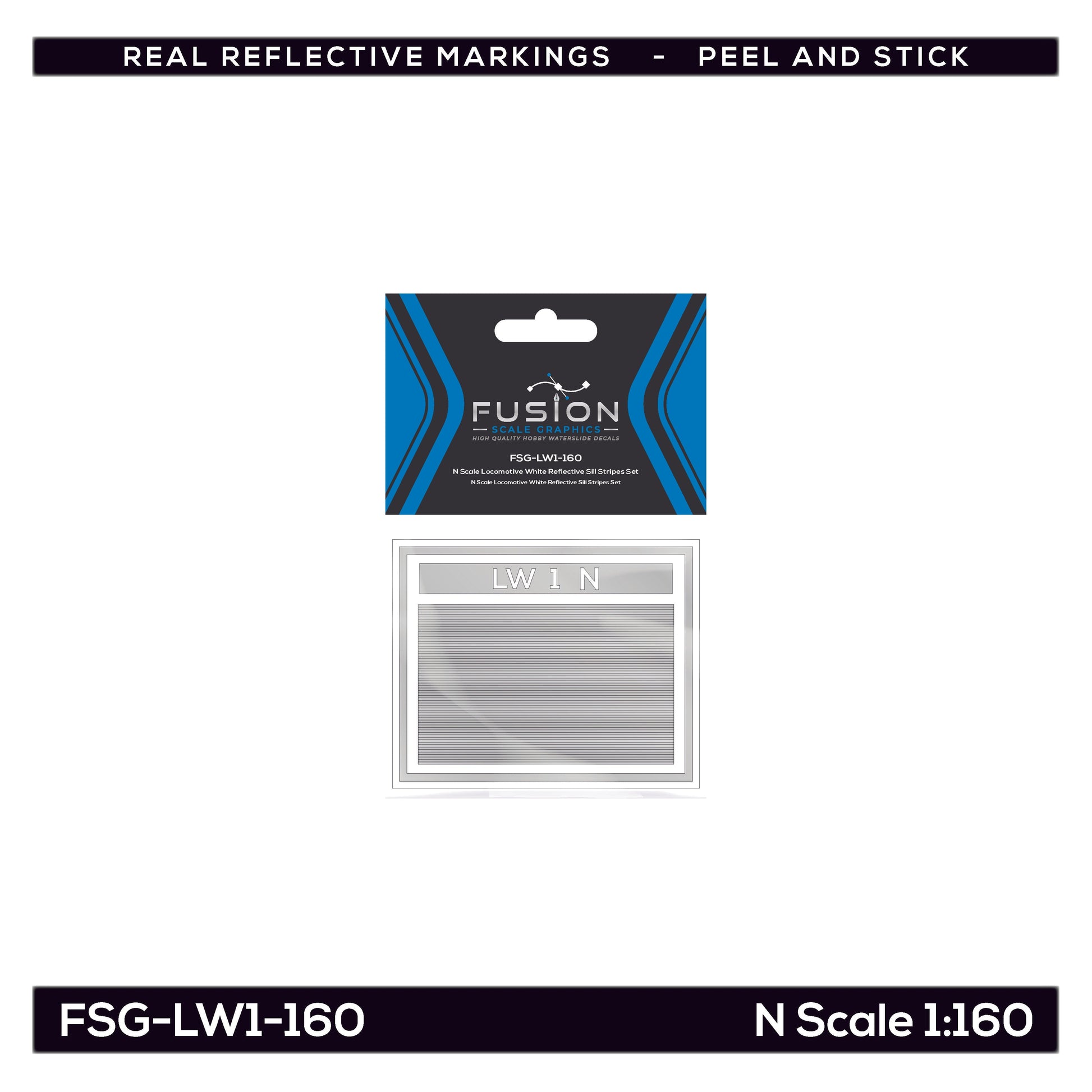 N Scale Railroad Locomotive White Reflective Sill Stripes Set | Fusion Scale Graphics