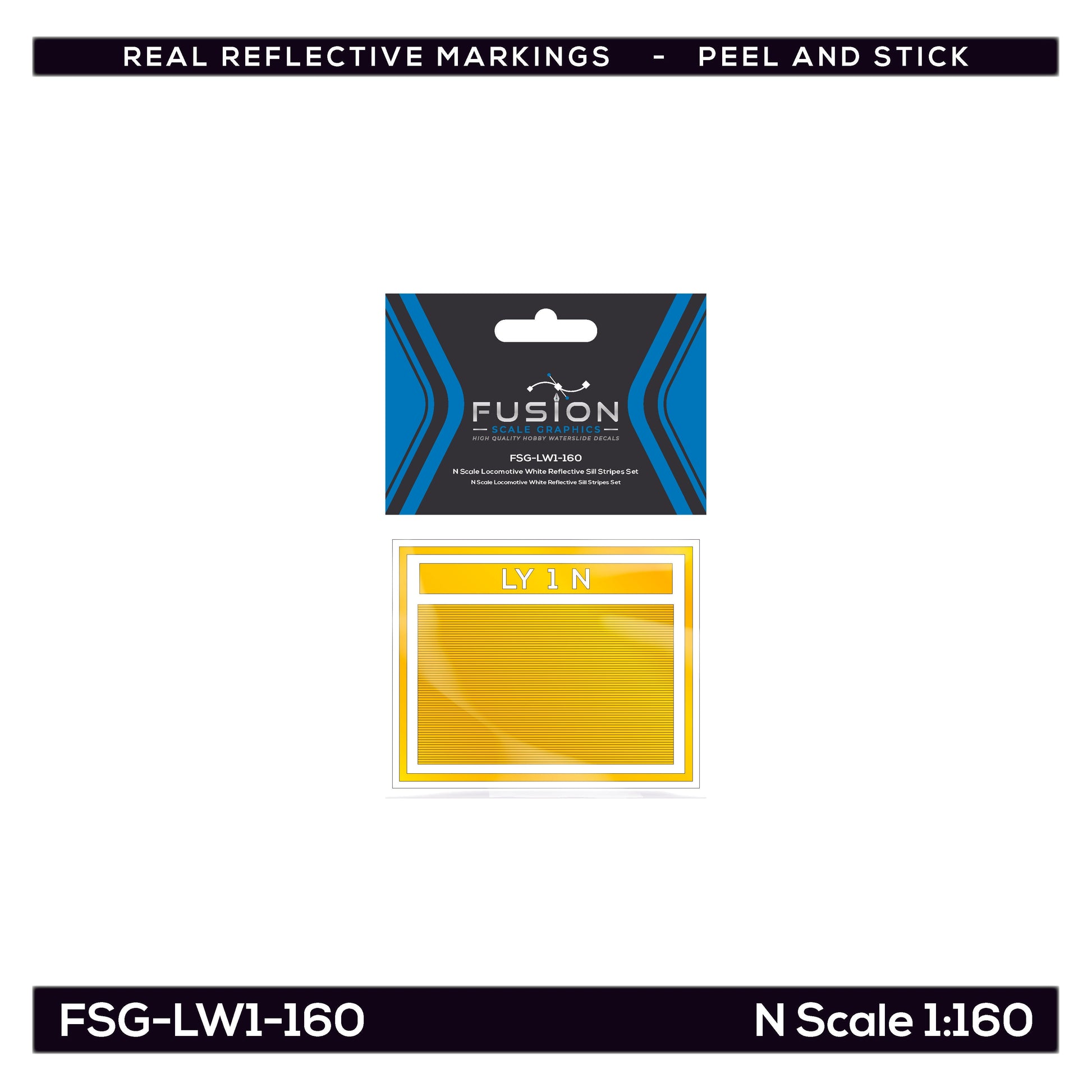 N Scale Railroad Locomotive Yellow Reflective Sill Stripes Set | Fusion Scale Graphics