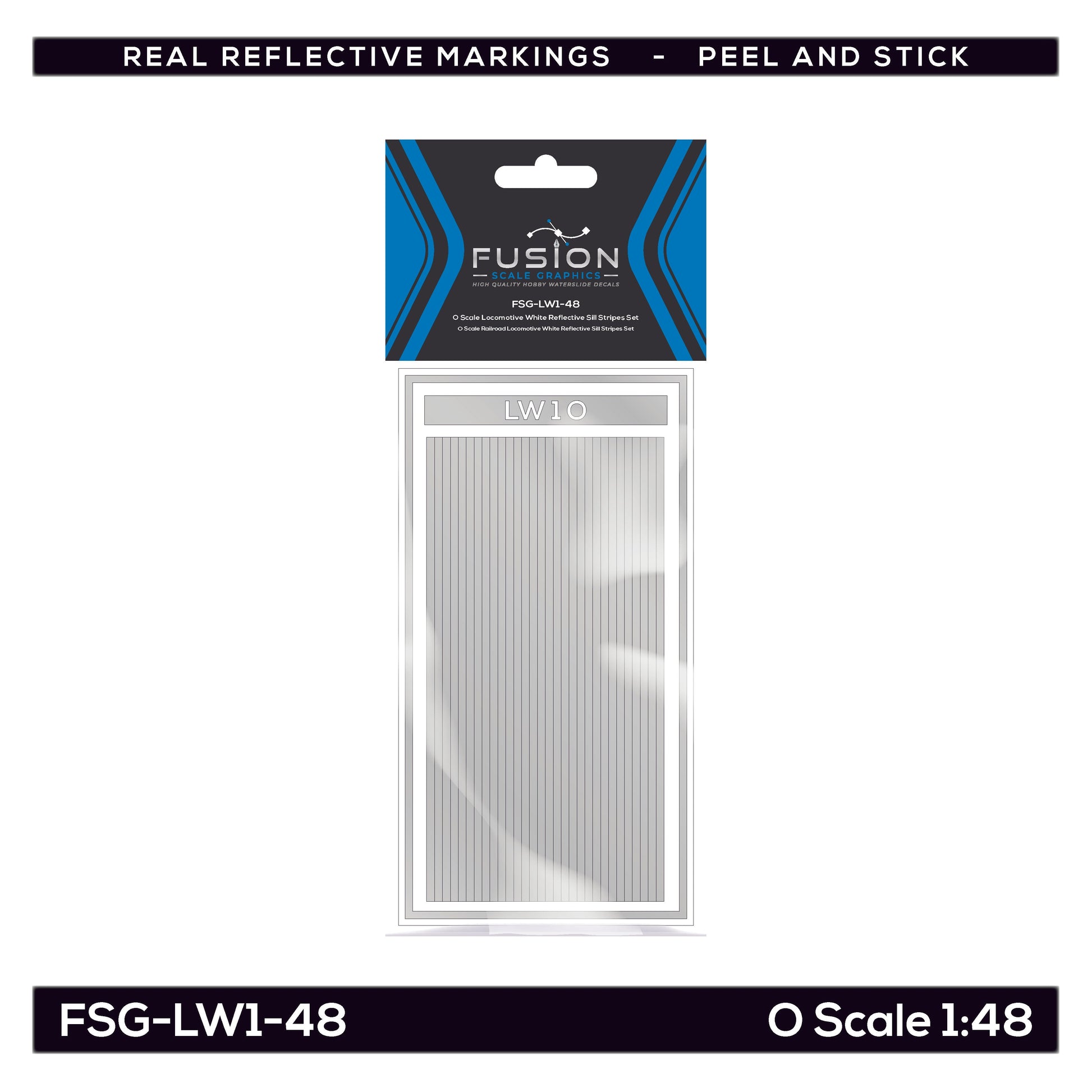 O Scale Railroad Locomotive White Reflective Sill Stripes Set | Fusion Scale Graphics