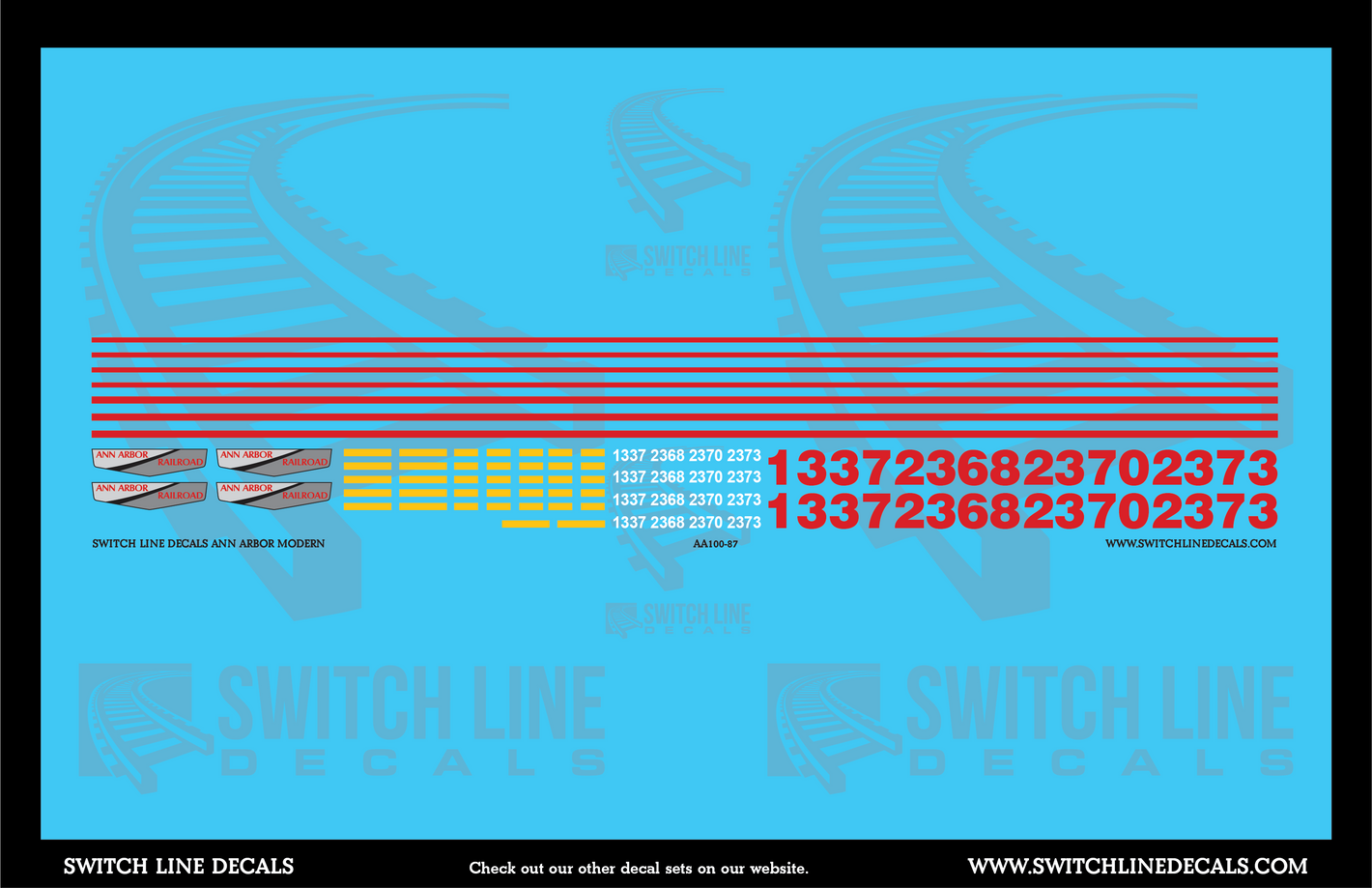 HO Scale Ann Arbor Modern Locomotives Decal Set