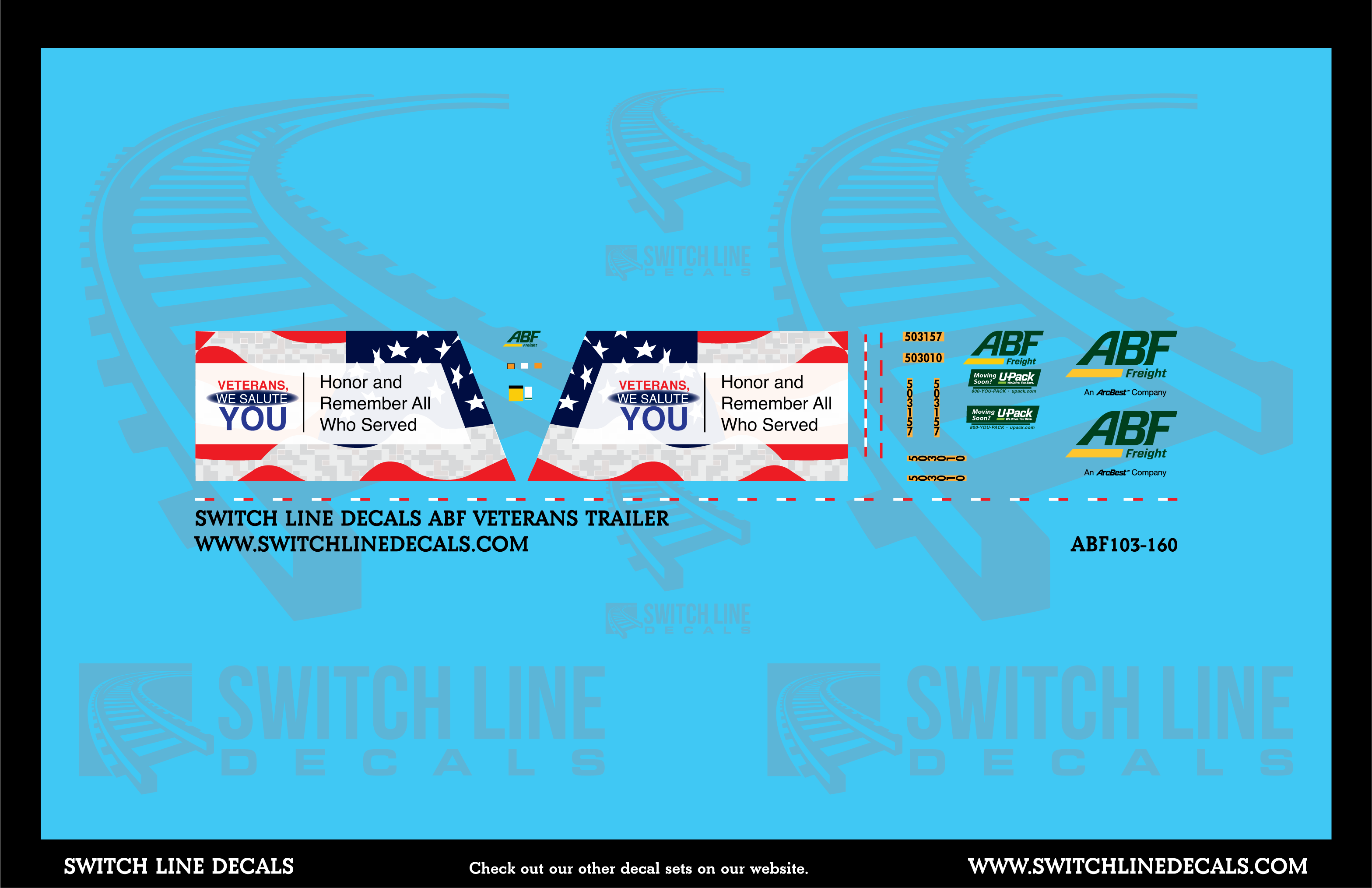 N Scale ABF Freight Veterans Trailer Decal Set