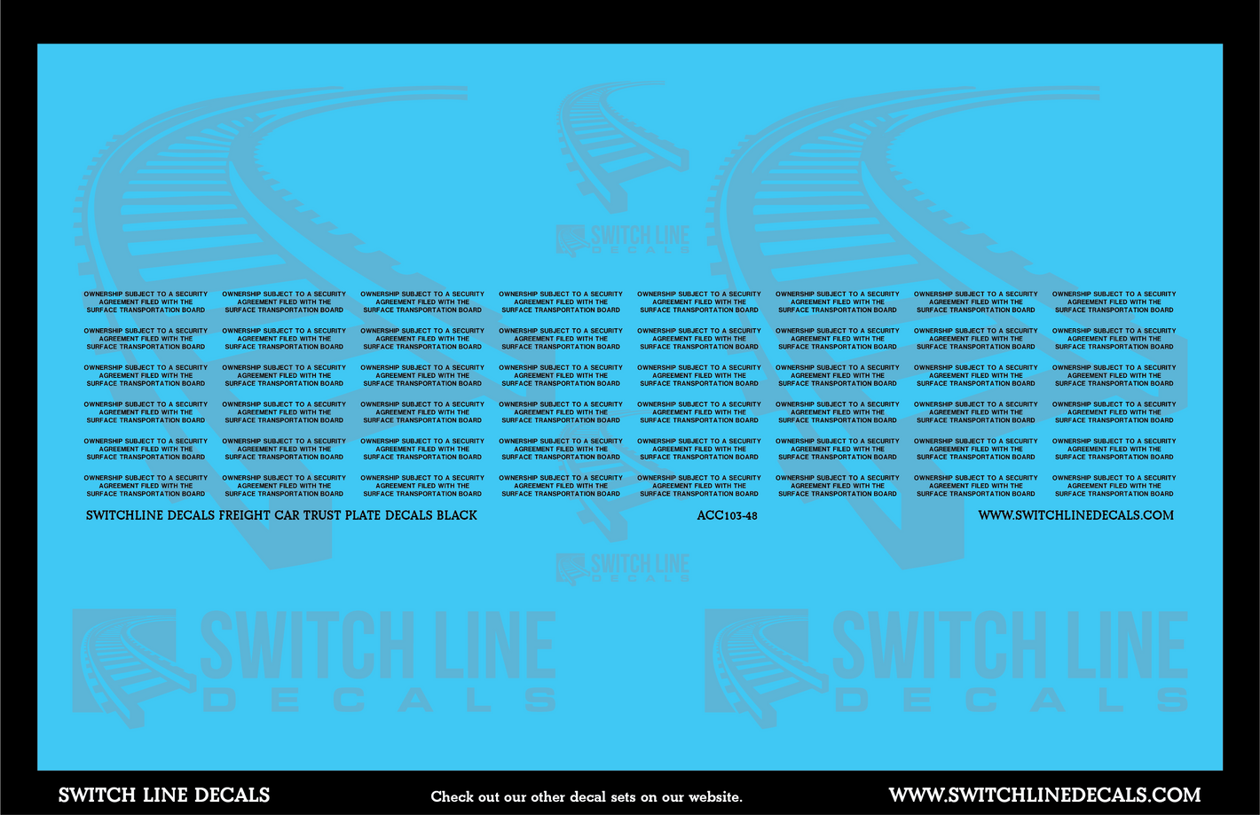 O Scale Freight Car Trust Plates Black Decal Set