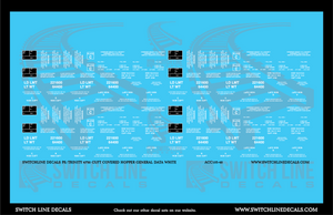 O Scale PS/Trinity 4750 CuFt Covered Hopper White General Data Decal Set