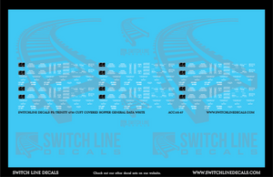 HO Scale PS/Trinity 4750 CuFt Covered Hopper White General Data Decal Set