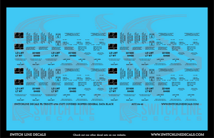 O Scale PS/Trinity 4750 CuFt Covered Hopper Black General Data Decal Set
