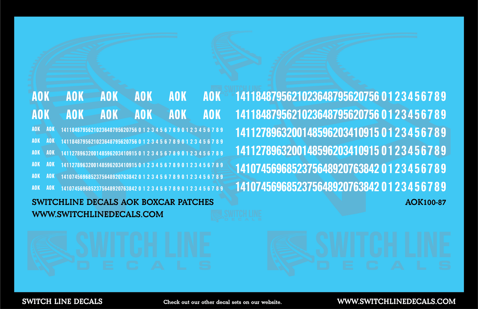 HO Scale AOK Boxcar Patches Decal Set