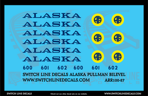 HO Scale Alaska Railroad Pullman Bilevel Cars Decal Set