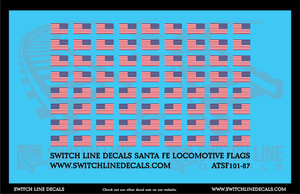 HO Scale Santa Fe Locomotive Flags Decal Set