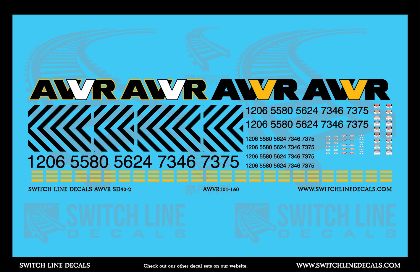 N Scale AWVR SD40-2 Locomotive Decal Set