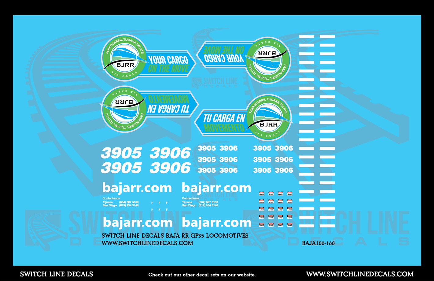 N Scale Baja RR GP35 Locomotives Decal Set