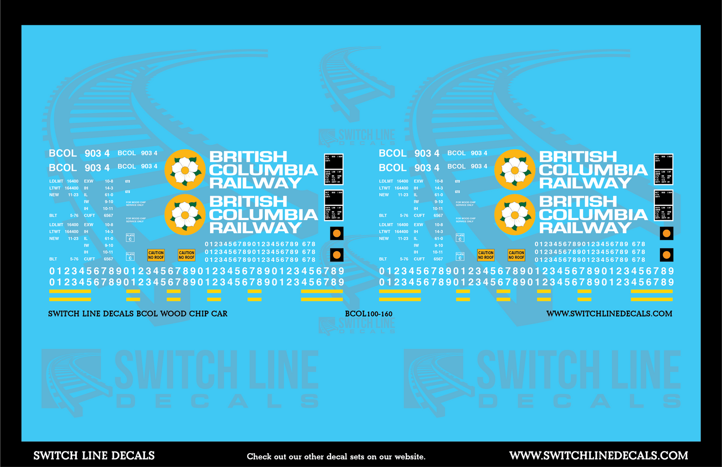 N Scale British Columbia Railway Wood Chip Car Decal Set