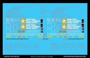 HO Scale British Columbia Railway Wood Chip Car Decal Set