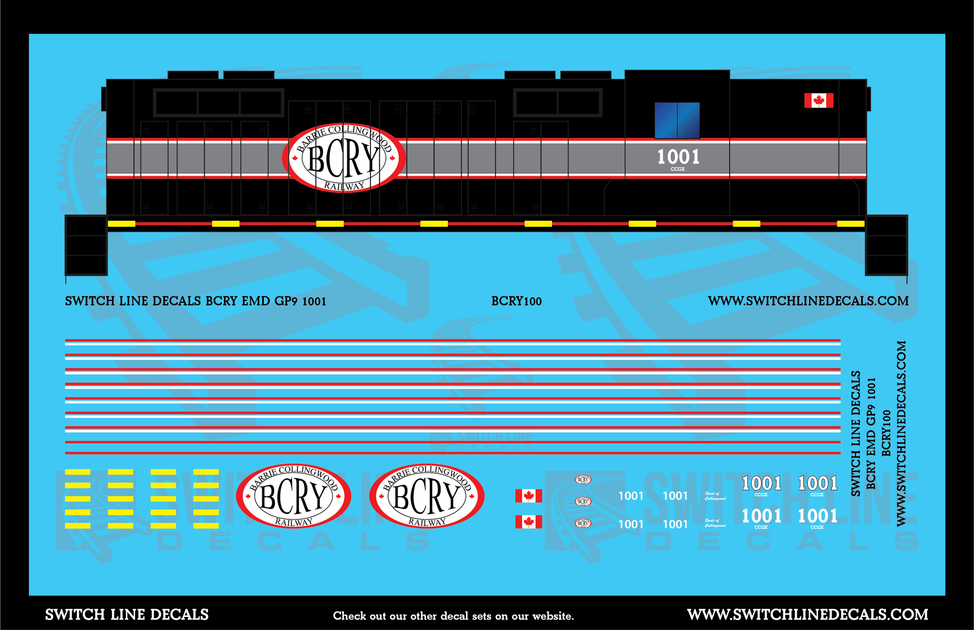 Barrie Collingwood Railway BCRY 1001 Locomotive Decal Set