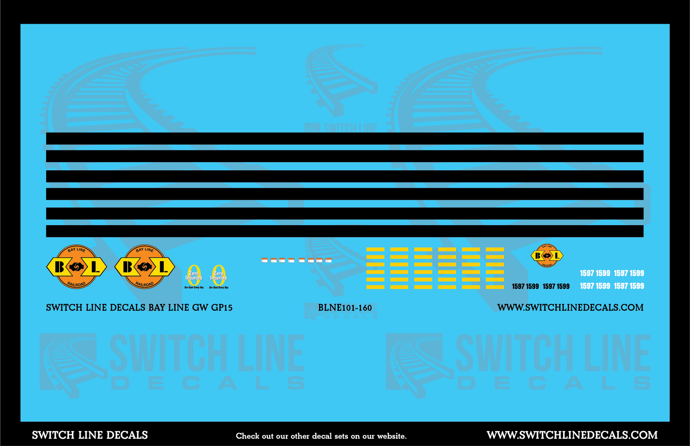 N Scale Bay Line GW GP15 Locomotive Decal Set