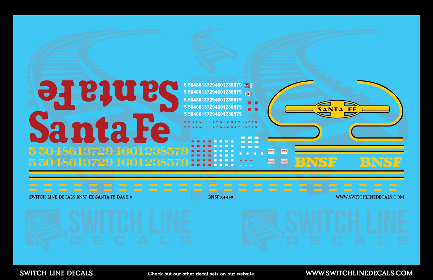 N Scale BNSF Ex Santa Fe Dash 8 Locomotive Decal Set