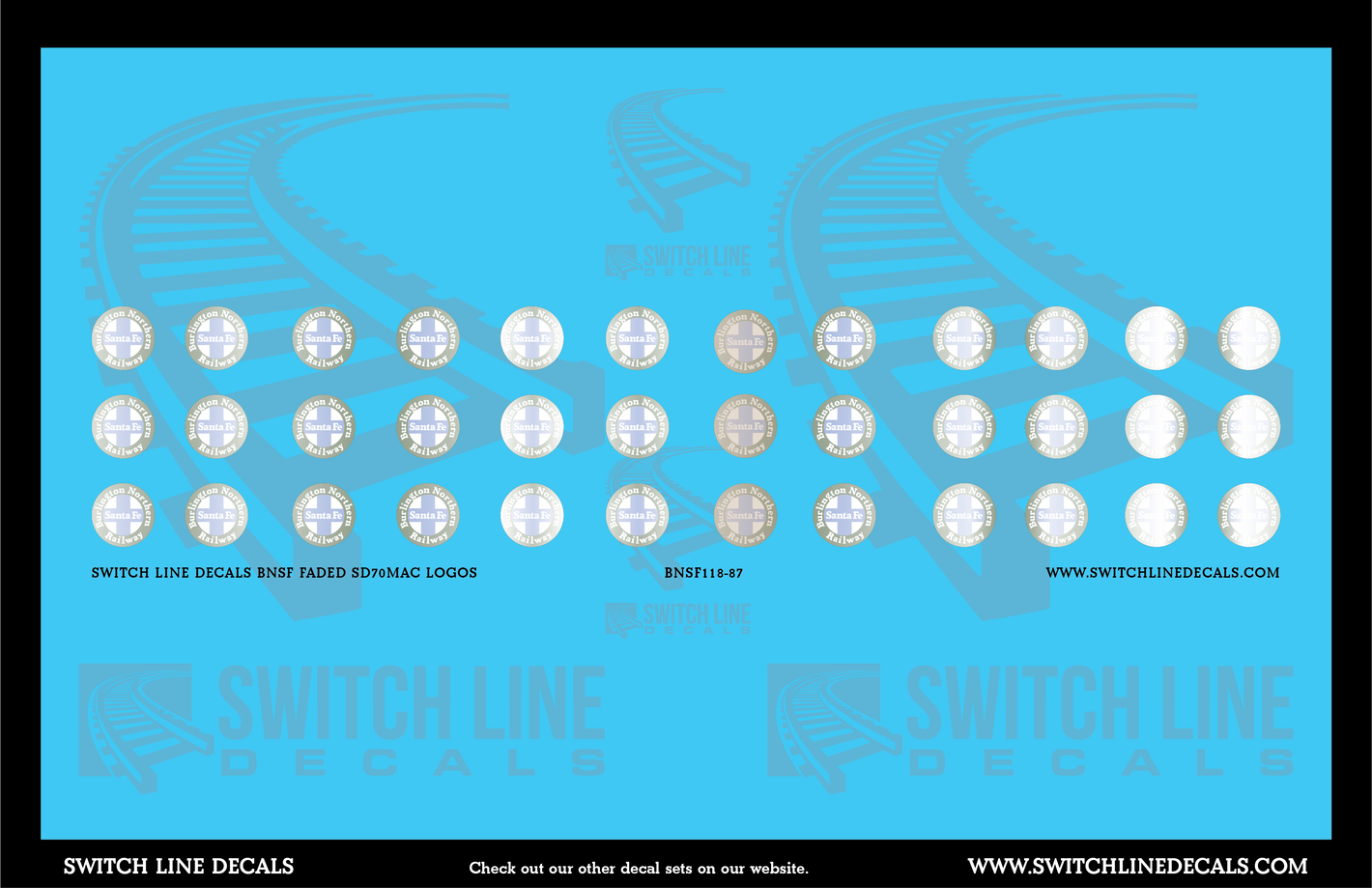 HO Scale BNSF Faded SD70MAC Logos Decal Set