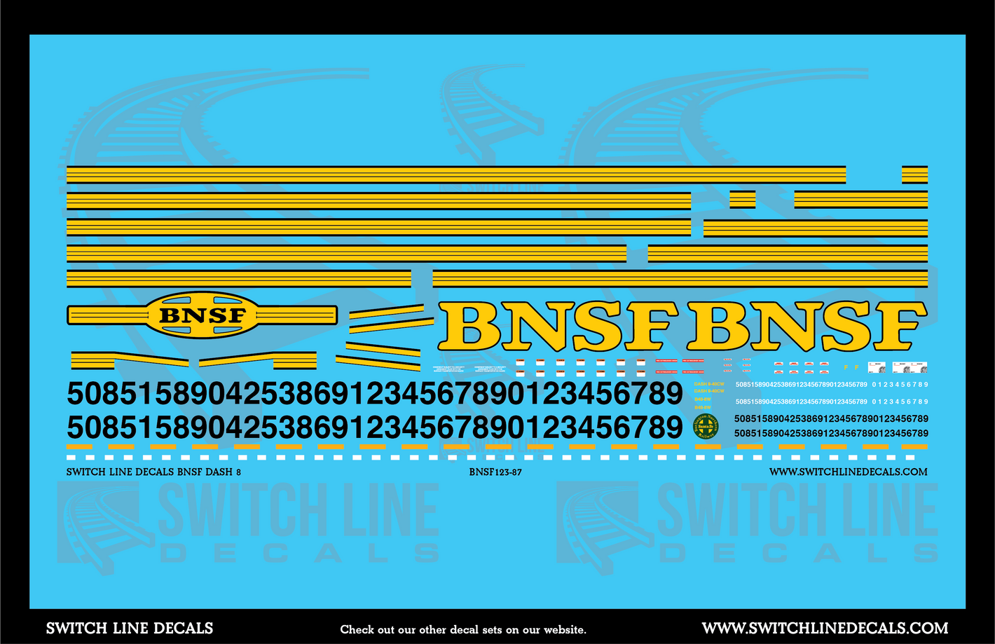 HO Scale BNSF GE Dash 8 Locomotive Decal Set