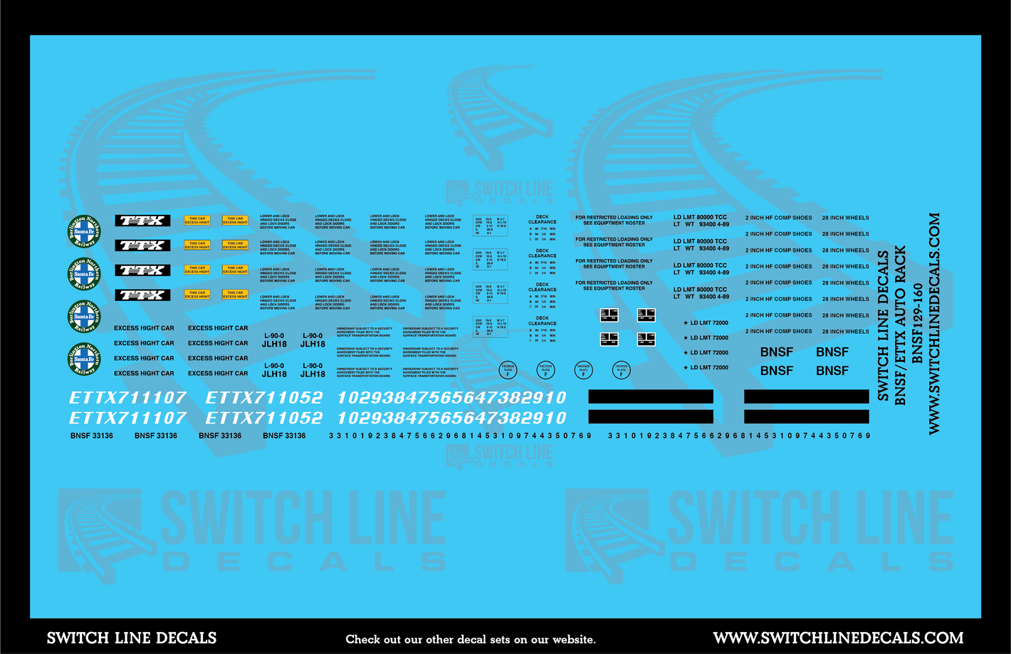 N Scale BNSF/ETTX Auto Rack Decal Set