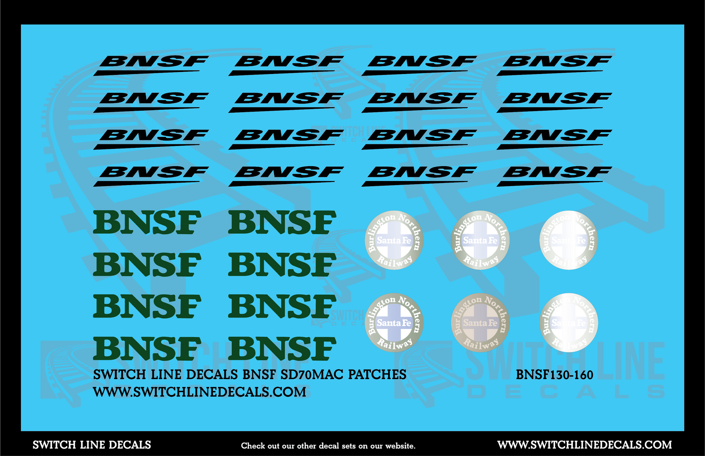 N Scale BNSF SD70MAC Patches With Faded Logos Decal Set