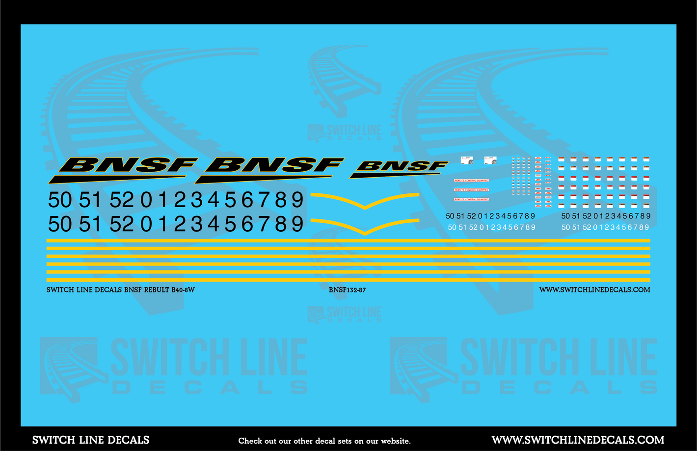 HO Scale BNSF Rebuilt B40-8W Locomotive Decal Set