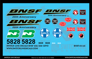 N Scale BNSF 25th 5828 GEVO Locomotive Decal Set