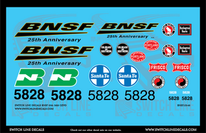 O Scale BNSF 25th 5828 GEVO Locomotive Decal Set