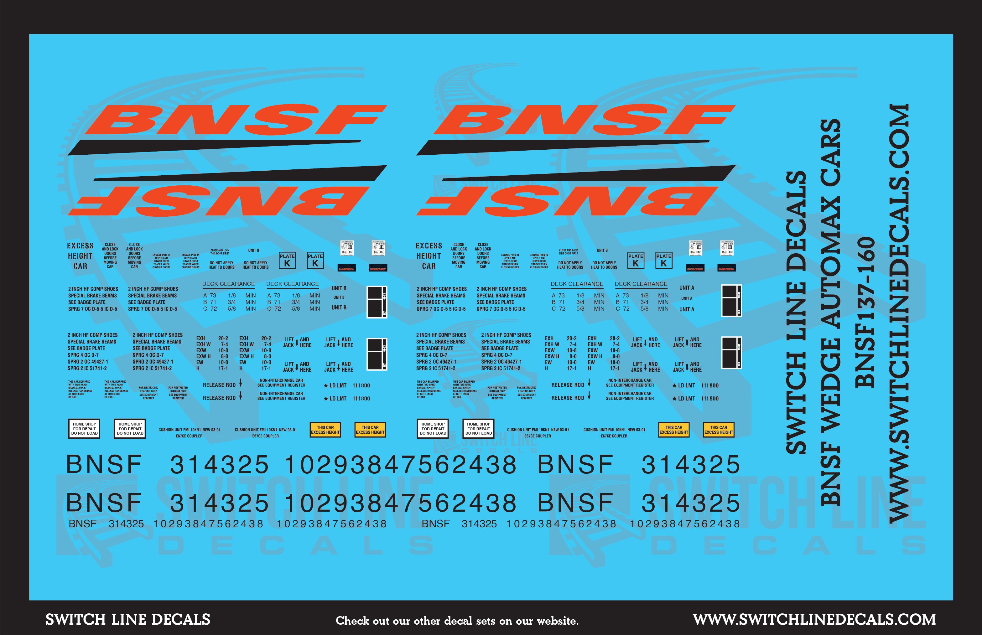 N Scale BNSF Automax Autorack Decal Set