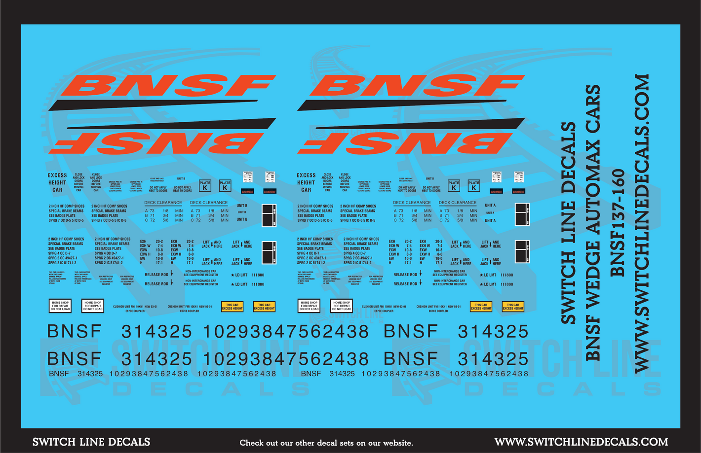 N Scale BNSF Automax Autorack Decal Set