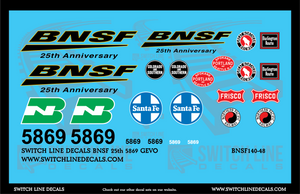 O Scale BNSF 25th 5869 GEVO Locomotive Decal Set