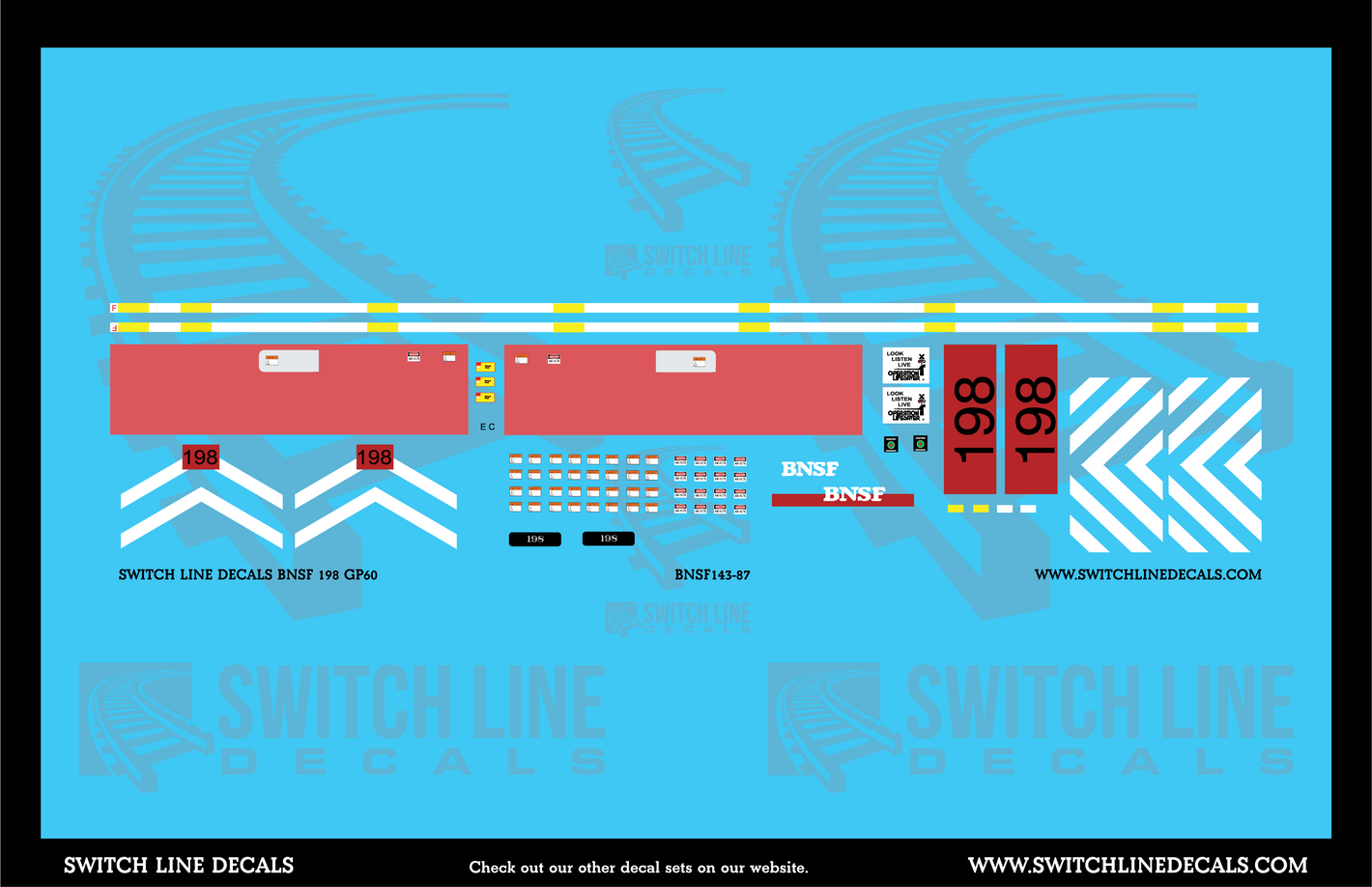 N Scale BNSF 198 GP60 Ex Vermont Railway Locomotive Decal Set