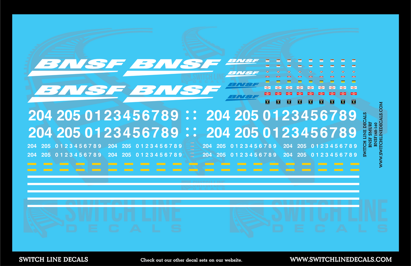 N Scale BNSF Smurf Locomotive Decal Set