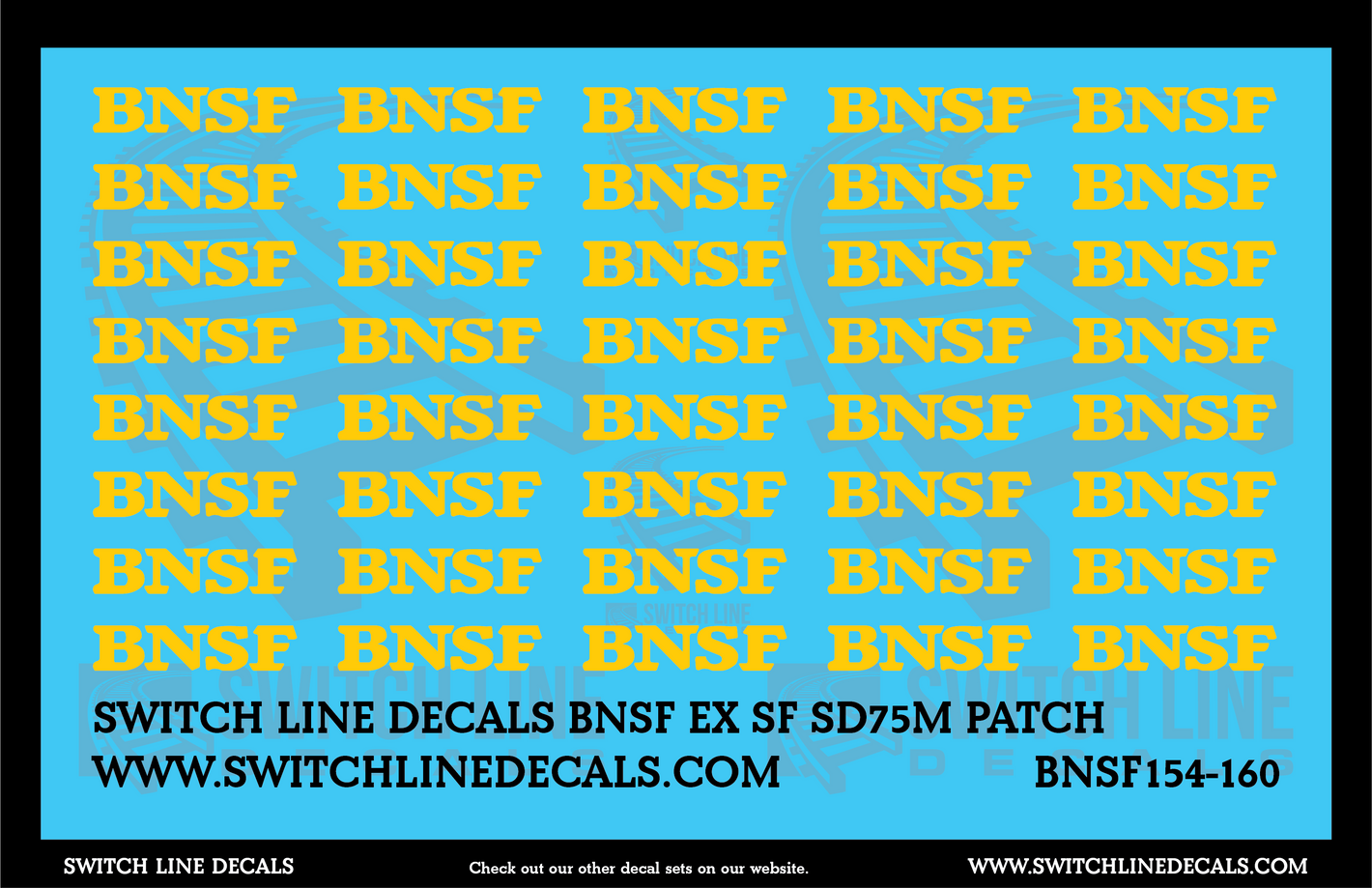 N Scale BNSF SD75M Locomotive Yellow Logo Patching Decal Set