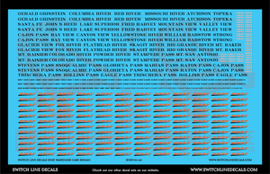 N Scale BNSF Passenger Cars Roman Decal Set