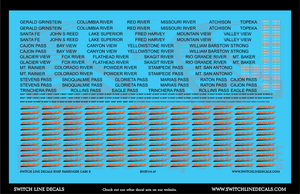 HO Scale BNSF Passenger Cars B Decal Set