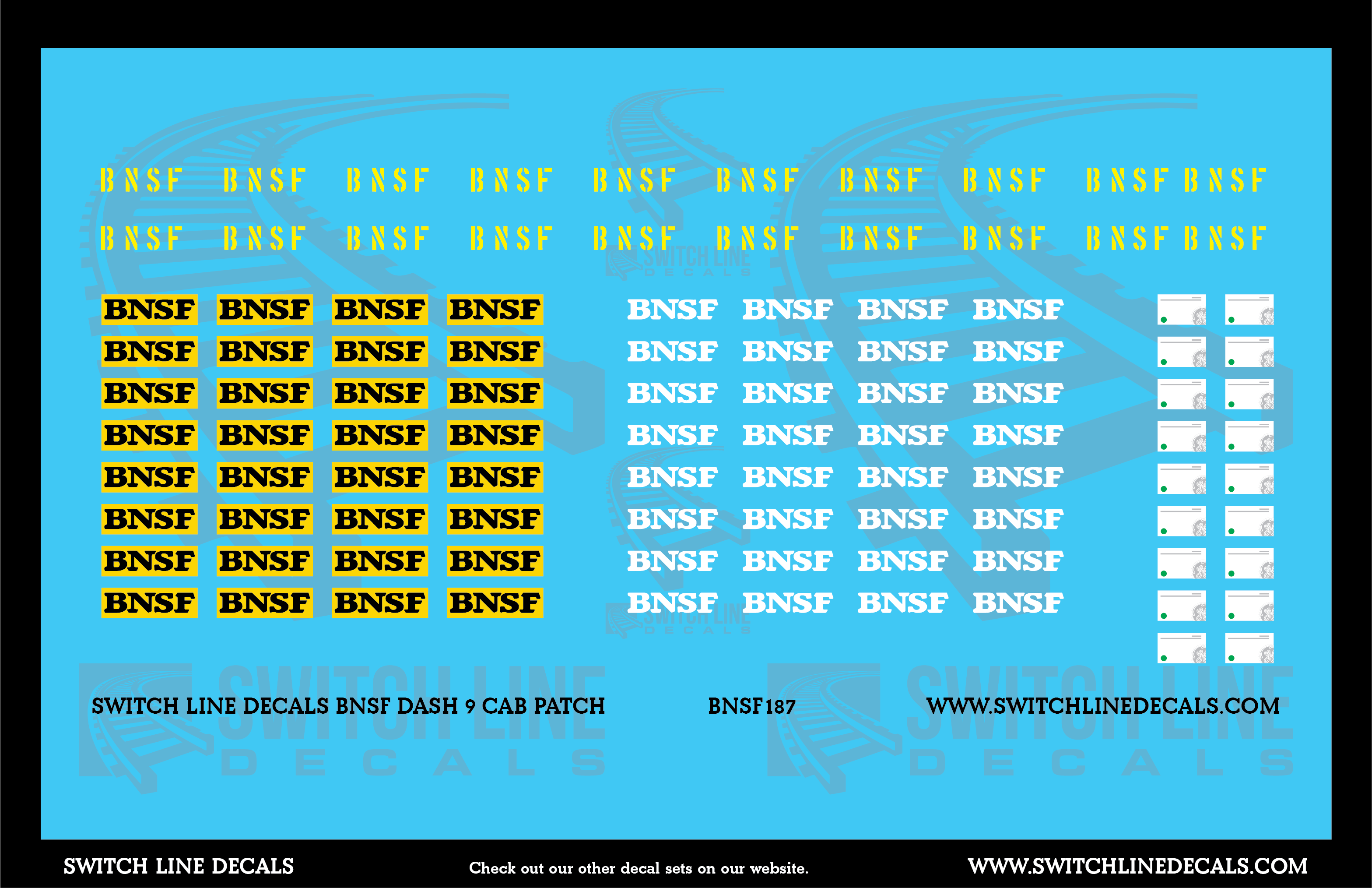 N Scale BNSF Dash 9 Cab Patch Decal Set for Ex Santa Fe C44-9W Locomot