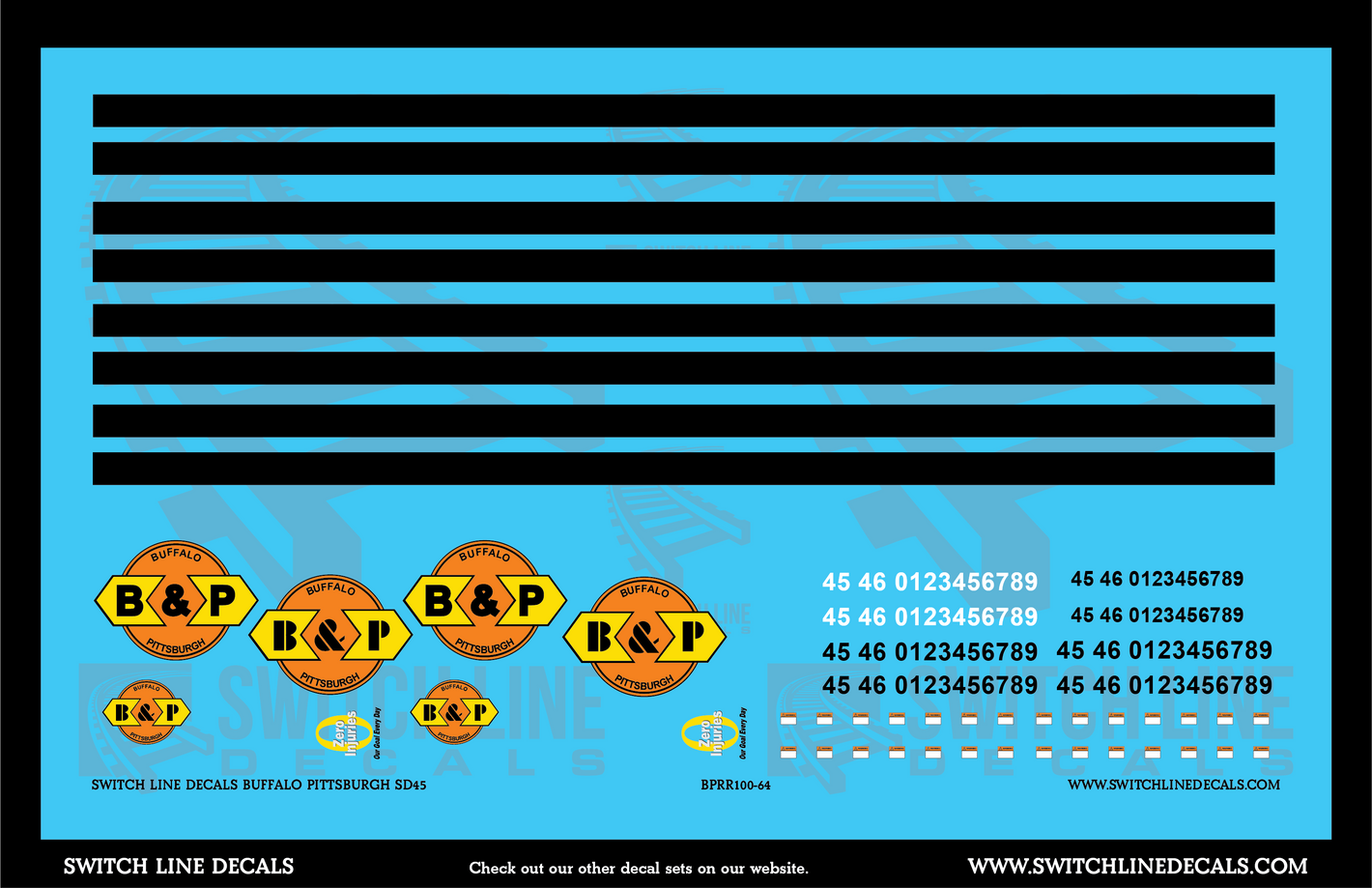 S Scale Buffalo & Pittsburgh SD45 Locomotive Decal Set