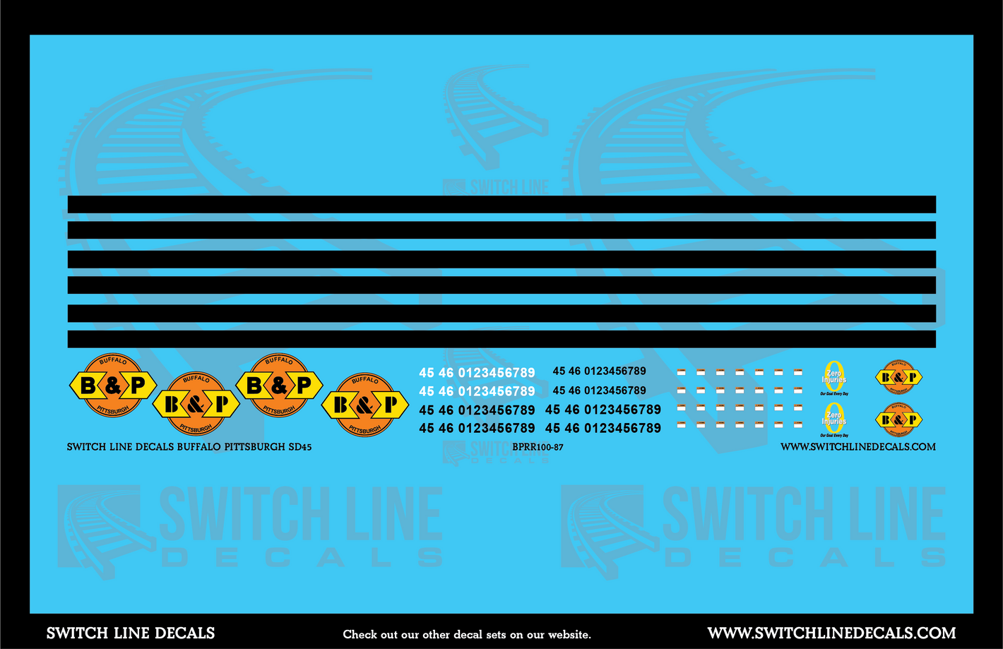 HO Scale Buffalo & Pittsburgh SD45 Locomotive Decal Set