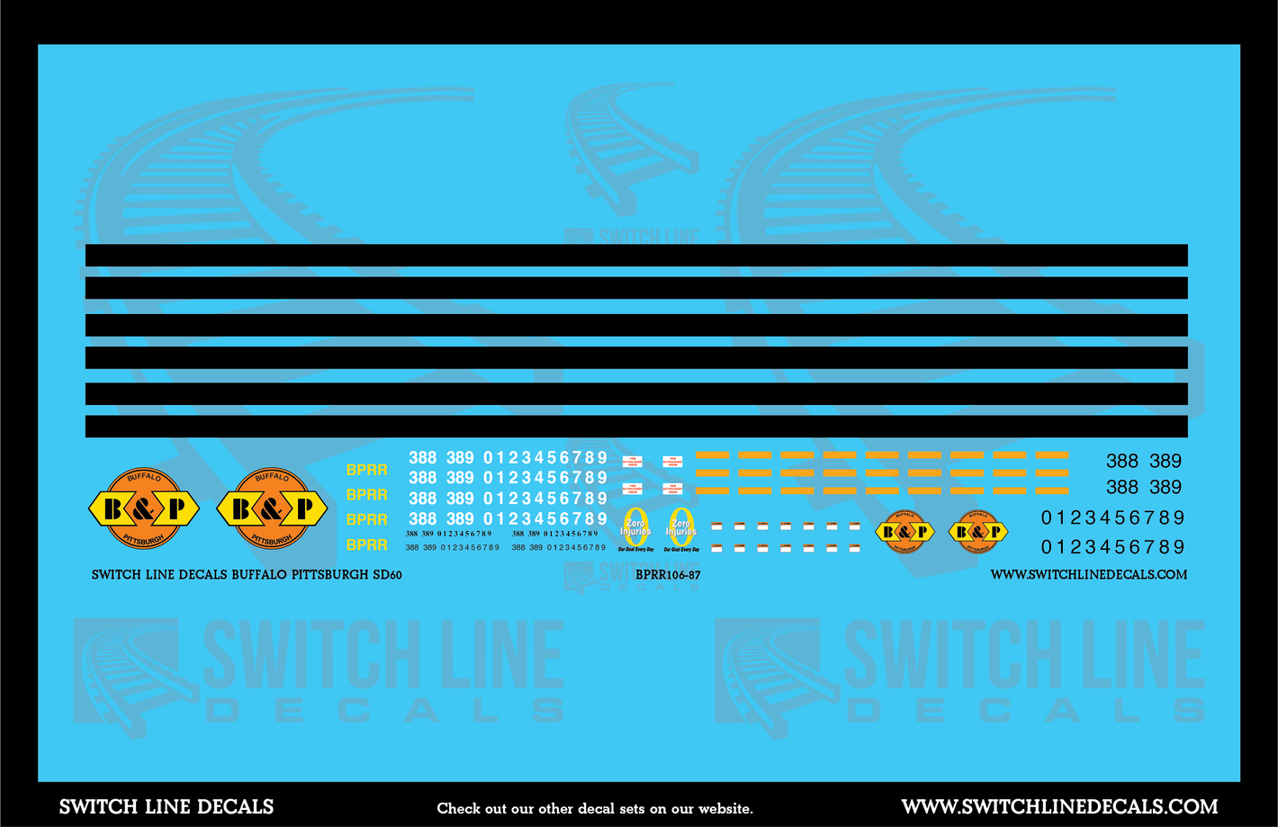 HO Scale Buffalo & Pittsburgh SD60 Locomotive Decal Set