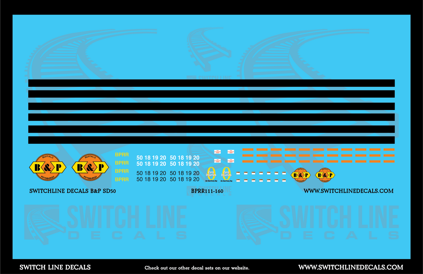 N Scale Buffalo & Pittsburgh SD50 Locomotive Decal Set