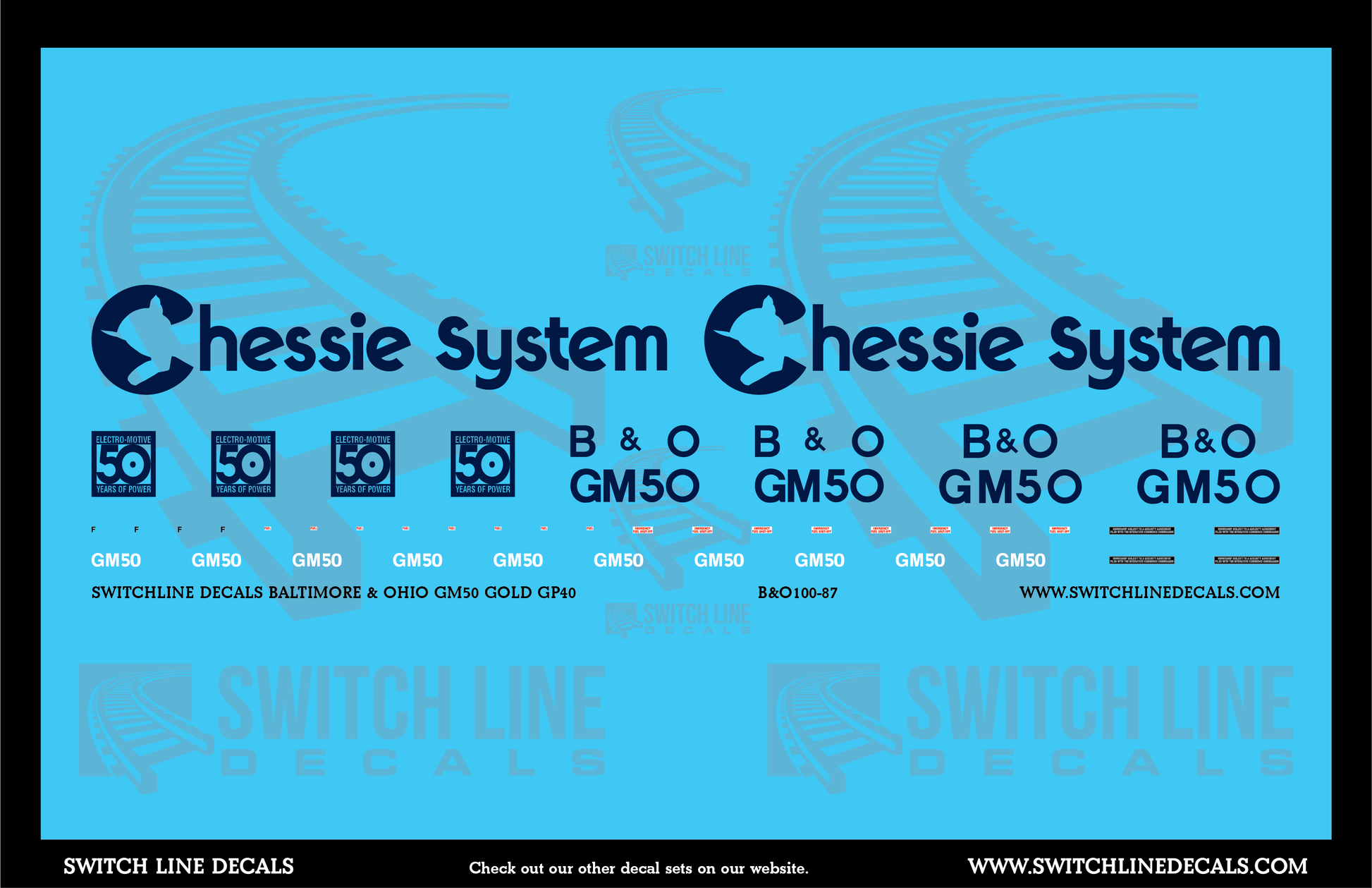 HO Scale Baltimore & Ohio GM50 Gold GP40 Locomotive Decal Set - Switchline Decals