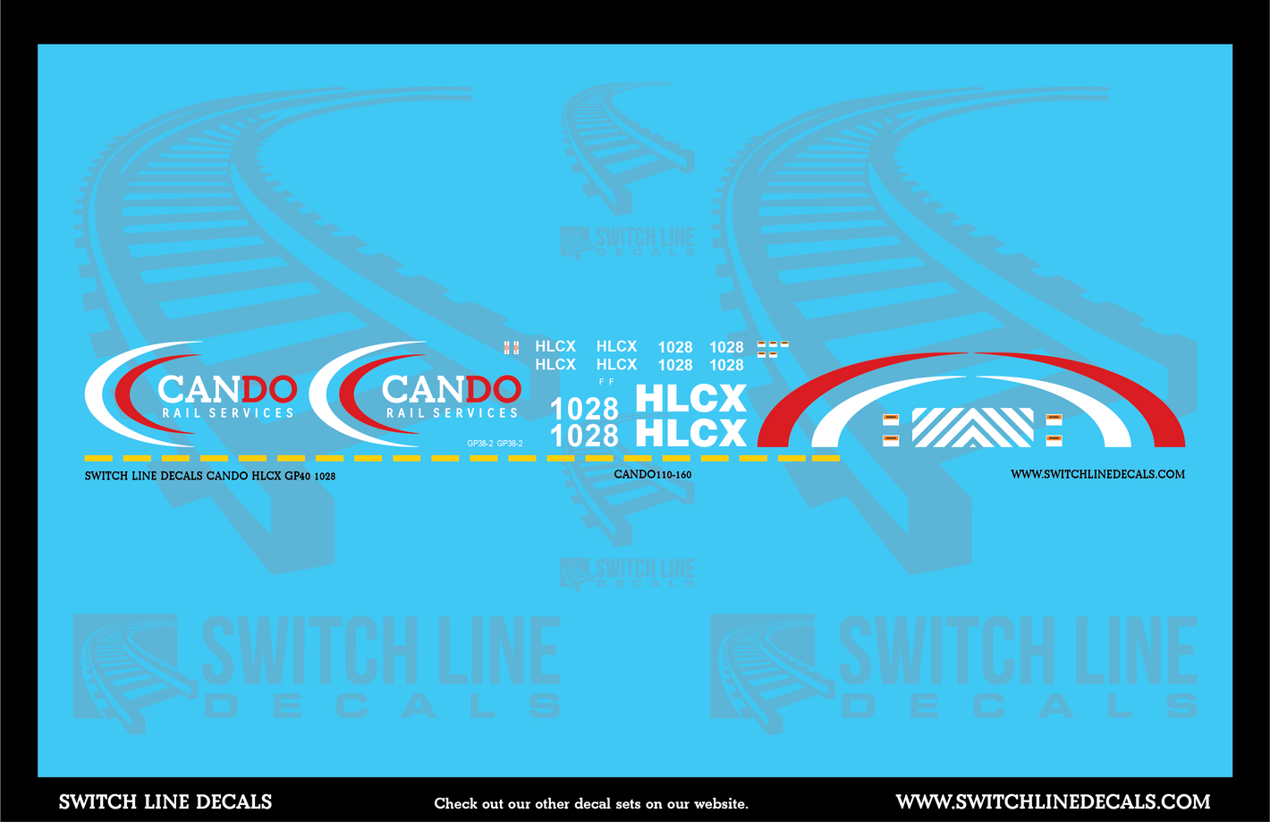 N Scale Cando HLCX GP40 1028 Locomotive Decal Set