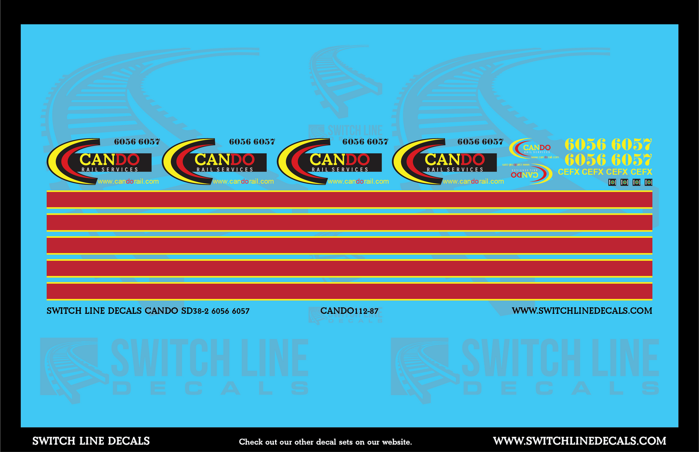 HO Scale Cando SD38-2 6056 6057 Locomotive Decal Set