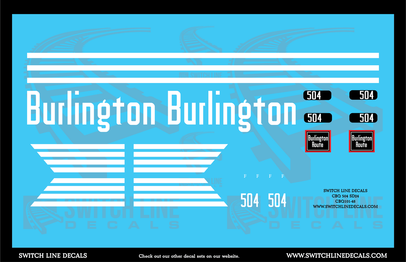 O Scale Burlington SD24 504 Locomotive Decal Set