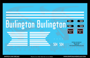 O Scale Burlington SD24 504 Locomotive Decal Set